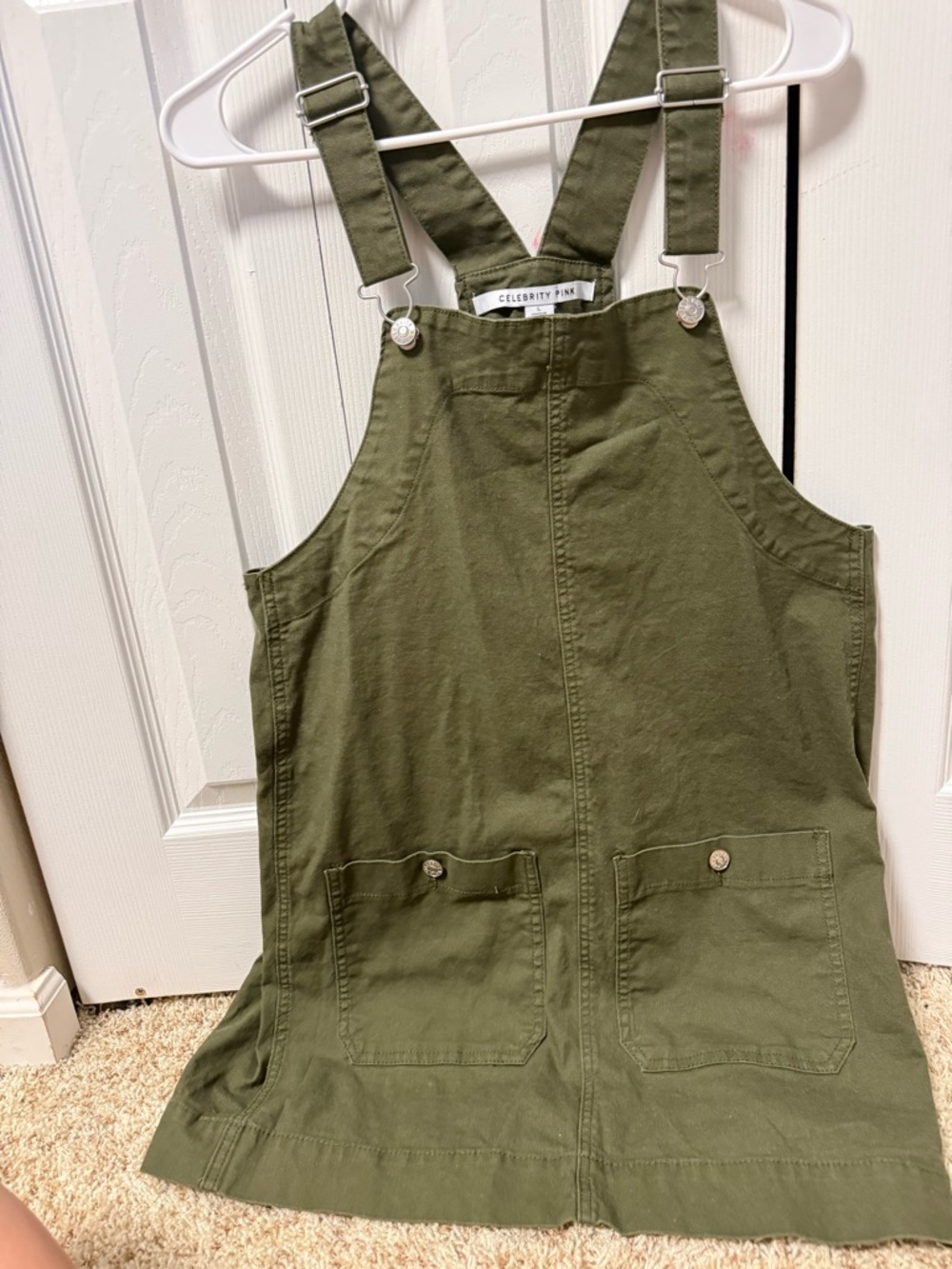 Celebrity Pink Olive Green Pinafore Dress